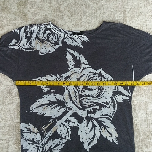 Seven 7 Heathered Glitter Open Sleeve Top S Gray - Picture 12 of 13